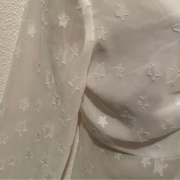 Renvy White Crop Blouse Boho Bohemian Star Details Size Small - Picture 5 of 11